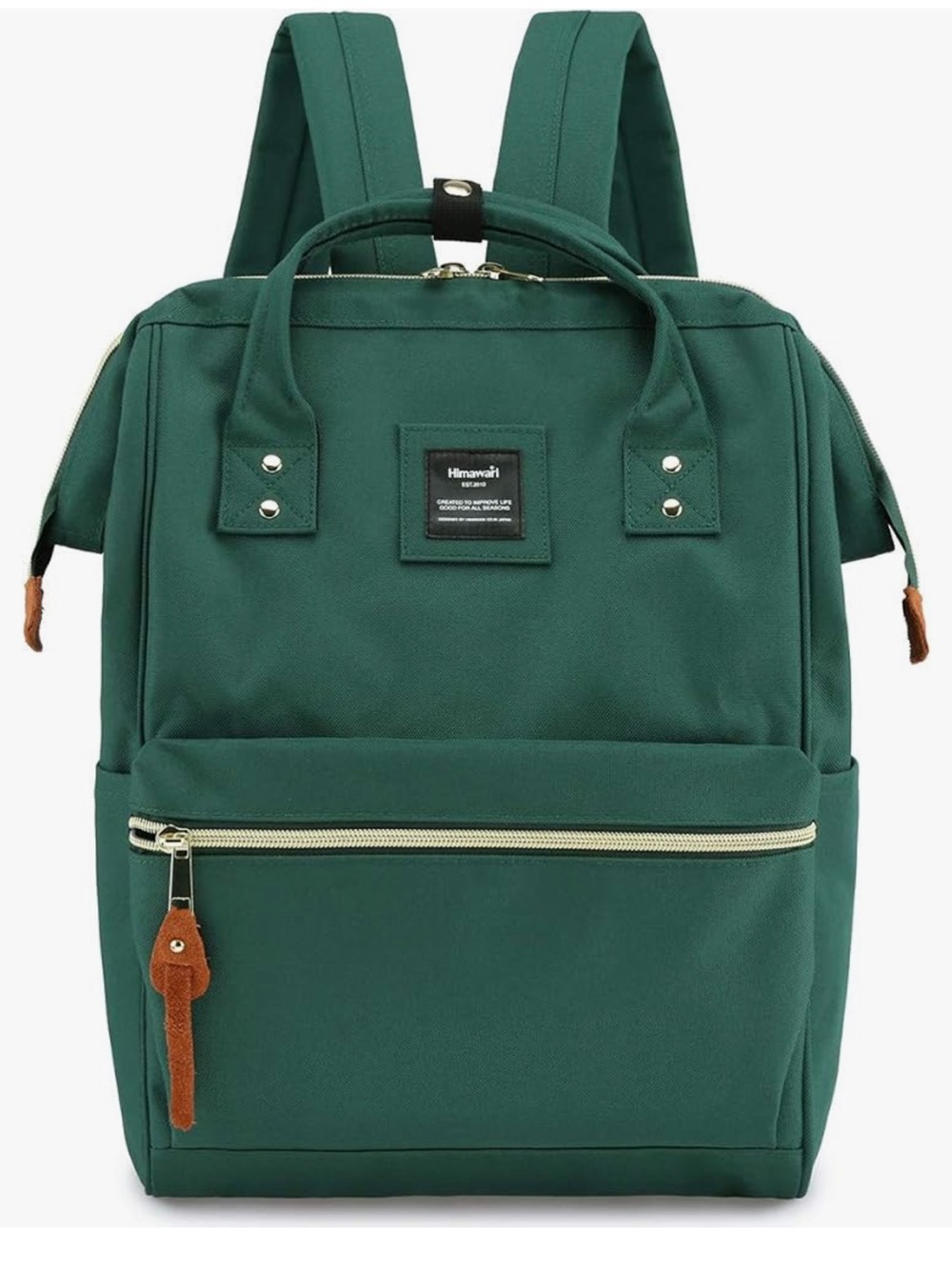 Himawari Laptop Backpack. Large USB charger. Travel. Work. School. Gold details.